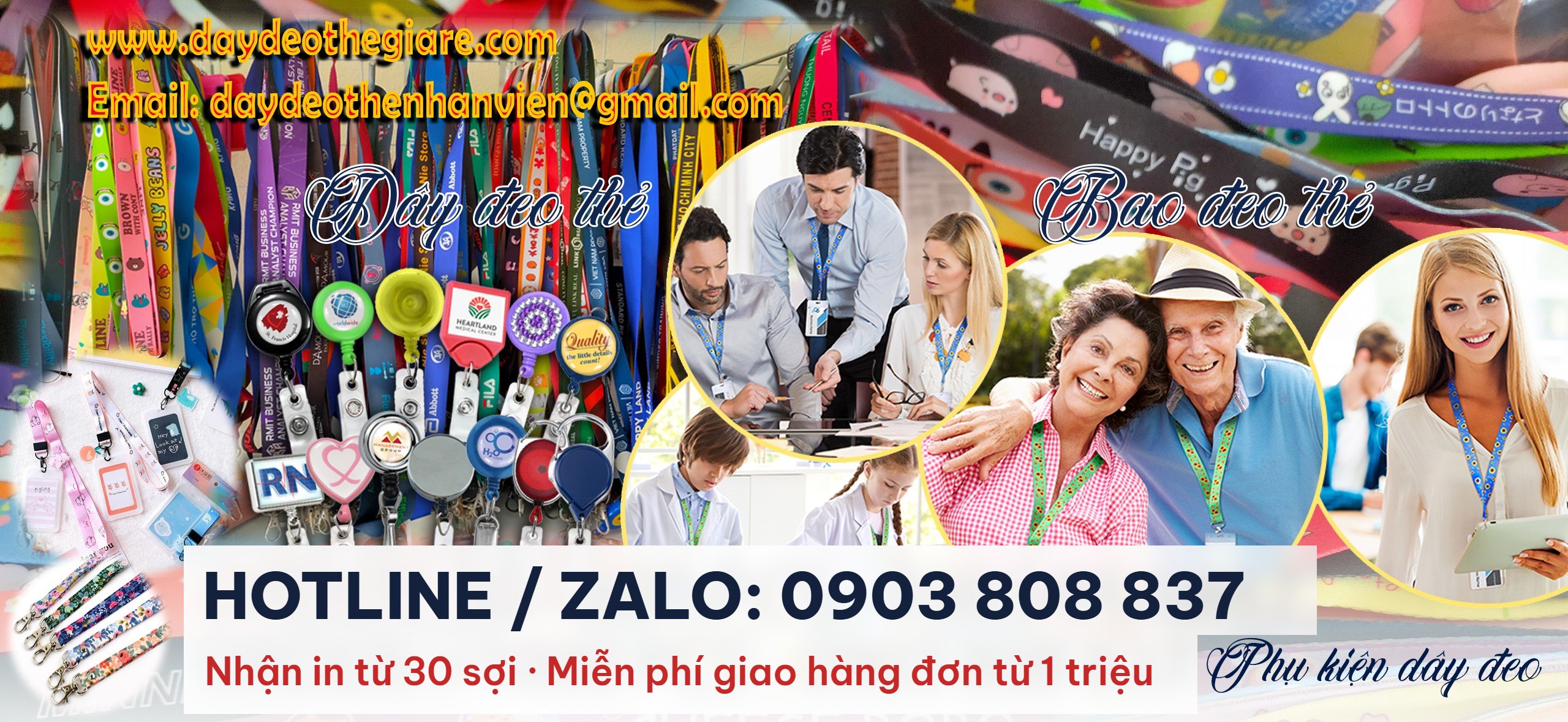 Dây đeo thẻ, bao đeo thẻ, phụ kiện in logo theo yêu cầu – Hotline/Zalo 0903 808 837